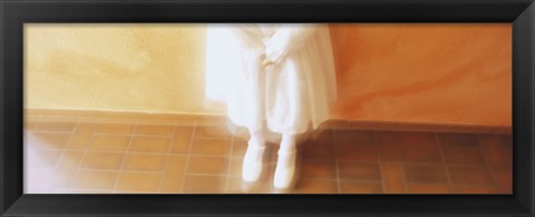 Framed High Angle View Of A Girl Standing In Front Of A Wall, Germany Print