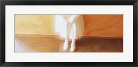 Framed High Angle View Of A Girl Standing In Front Of A Wall, Germany Print