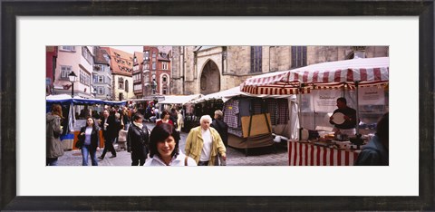 Framed Large Group Of People Walking On The Street, Baden-Wurttemberg, Tuebingen, Germany Print