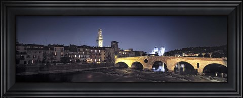 Framed Bridge over a river, Pietra Bridge, Ponte Di Pietra, Verona, Italy Print