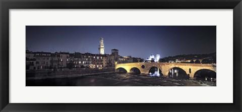 Framed Bridge over a river, Pietra Bridge, Ponte Di Pietra, Verona, Italy Print