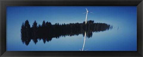 Framed Reflection Of A Wind Turbine And Trees On Water, Black Forest, Germany Print