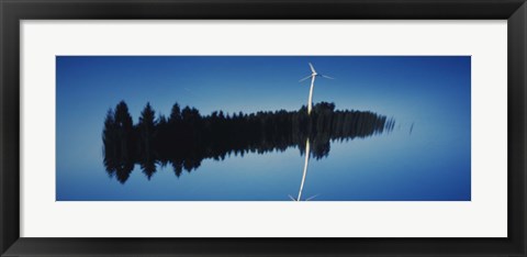 Framed Reflection Of A Wind Turbine And Trees On Water, Black Forest, Germany Print