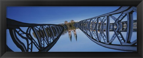 Framed Low Angle View Of A Bridge, Blue Bridge, Freiburg, Germany Print