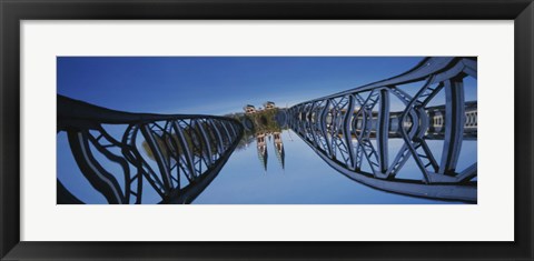 Framed Low Angle View Of A Bridge, Blue Bridge, Freiburg, Germany Print