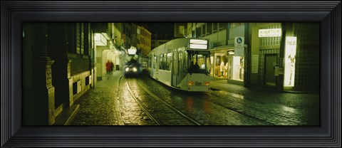 Framed Cable Cars Moving On A Street, Freiburg, Germany Print
