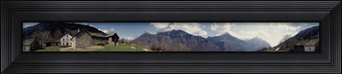 Framed Low angle view of mountains, Navone Village, Blenio Valley, Ticino, Switzerland Print