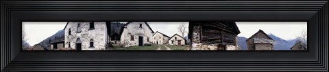 Framed Low angle view of houses in a village, Navone Village, Blenio Valley, Ticino, Switzerland Print