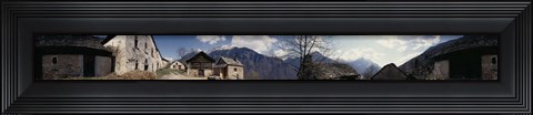 Framed Low angle view of mountains near a village, Navone Village, Blenio Valley, Ticino, Switzerland Print