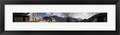 Framed Low angle view of mountains near a village, Navone Village, Blenio Valley, Ticino, Switzerland Print