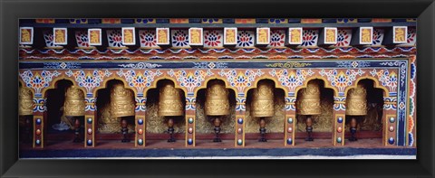 Framed Prayer Wheels In A Temple, Chimi Lhakhang, Punakha, Bhutan Print