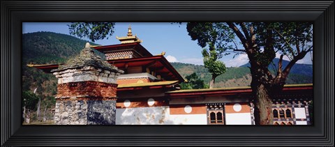 Framed Temple In A City, Chimi Lhakhang, Punakha, Bhutan Print