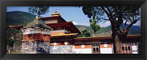 Framed Temple In A City, Chimi Lhakhang, Punakha, Bhutan Print