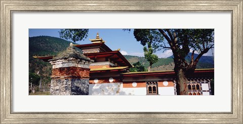 Framed Temple In A City, Chimi Lhakhang, Punakha, Bhutan Print