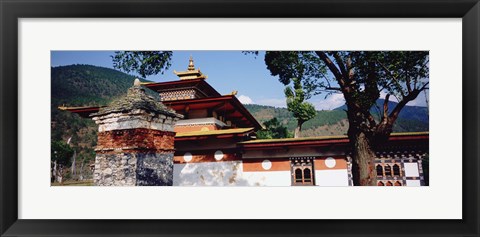 Framed Temple In A City, Chimi Lhakhang, Punakha, Bhutan Print