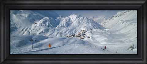Framed Rear view of a person skiing in snow, St. Christoph, Austria Print