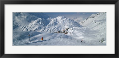 Framed Rear view of a person skiing in snow, St. Christoph, Austria Print