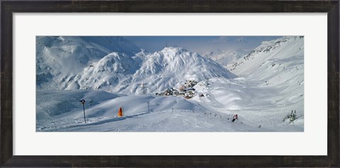 Framed Rear view of a person skiing in snow, St. Christoph, Austria Print