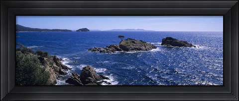 Framed Waves Crashing On Rocks, Provence, France Print