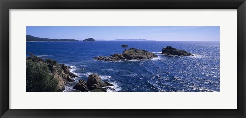 Framed Waves Crashing On Rocks, Provence, France Print