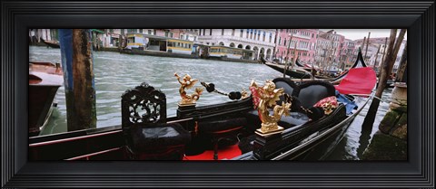 Framed Close-up of a gondola in a canal, Grand Canal, Venice, Italy Print