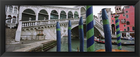 Framed Arch bridge across a canal, Rialto Bridge, Grand Canal, Venice, Italy Print