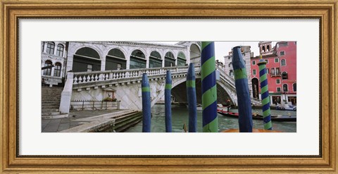Framed Arch bridge across a canal, Rialto Bridge, Grand Canal, Venice, Italy Print