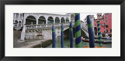 Framed Arch bridge across a canal, Rialto Bridge, Grand Canal, Venice, Italy Print