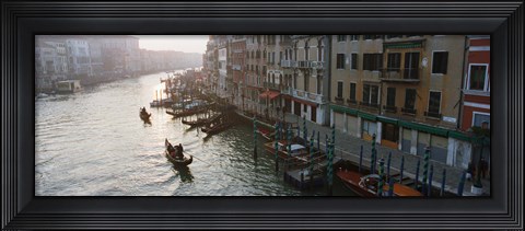 Framed Gondolas in the Grand Canal, Venice, Italy (black &amp; white) Print