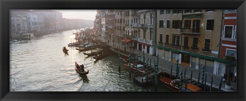 Framed Gondolas in the Grand Canal, Venice, Italy (black &amp; white) Print