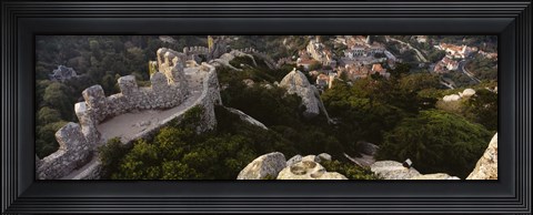 Framed High angle view of ruins of a castle, Castelo Dos Mouros, Sintra, Portugal Print