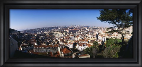 Framed Aerial view of a city, Lisbon, Portugal Print