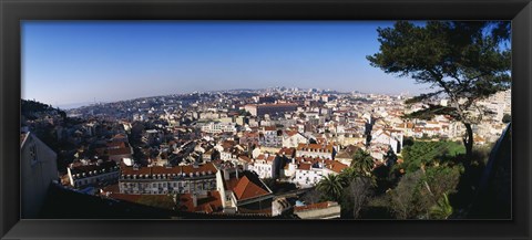 Framed Aerial view of a city, Lisbon, Portugal Print
