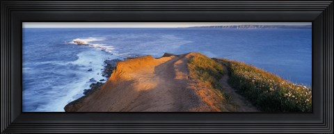 Framed High Angle View Of The Sea From A Cliff, Filey Brigg, England, United Kingdom Print