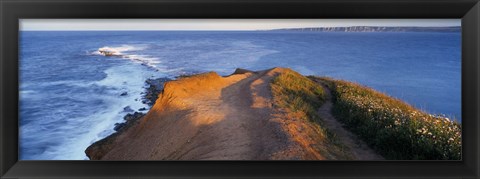 Framed High Angle View Of The Sea From A Cliff, Filey Brigg, England, United Kingdom Print