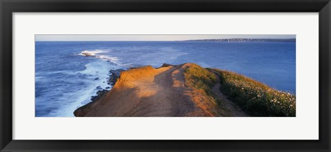 Framed High Angle View Of The Sea From A Cliff, Filey Brigg, England, United Kingdom Print