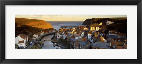 Framed High Angle View Of A Village, Staithes, North Yorkshire, England, United Kingdom Print