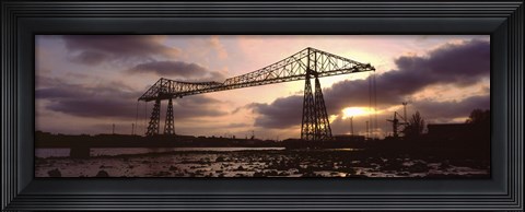Framed Low Angle View Of A Bridge, Transporter Bridge, Middlesbrough, North Yorkshire, England, United Kingdom Print