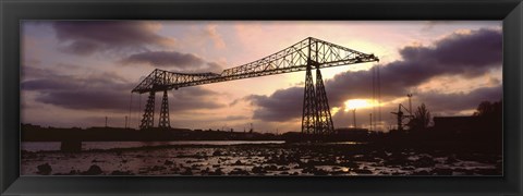 Framed Low Angle View Of A Bridge, Transporter Bridge, Middlesbrough, North Yorkshire, England, United Kingdom Print