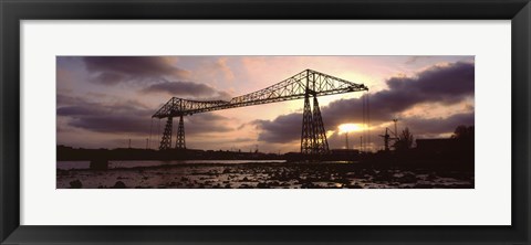 Framed Low Angle View Of A Bridge, Transporter Bridge, Middlesbrough, North Yorkshire, England, United Kingdom Print