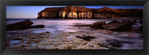 Framed Rock Formations Near A Bay, Thornwick Bay, Flamborough, Yorkshire, England, United Kingdom Print