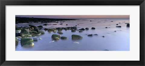 Framed Stones In Frozen Water, Flamborough, Yorkshire, England, United Kingdom Print