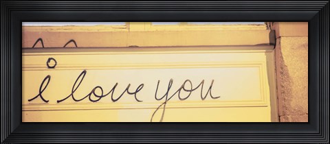 Framed Close-up of I love you written on a wall Print