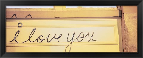 Framed Close-up of I love you written on a wall Print