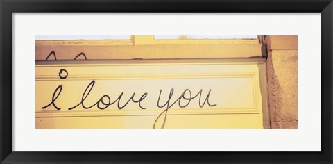 Framed Close-up of I love you written on a wall Print