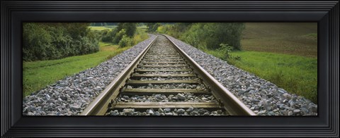Framed Railroad track passing through a landscape, Germany Print