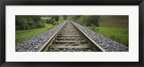 Framed Railroad track passing through a landscape, Germany Print