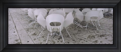 Framed Plastic Chairs Around Tables In A Restaurant, Stuttgart, Baden-Wurttemberg, Germany Print