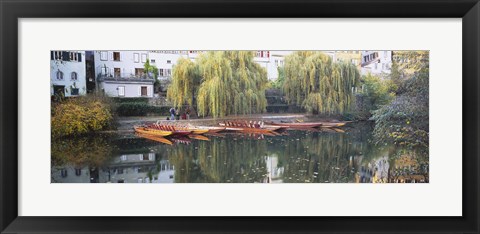 Framed Reflection Of Buildings And Trees On Water, Neckar River, Tuebingen, Baden-Wurttemberg, Germany Print