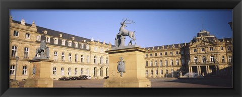 Framed Low Angle View Of Statues In Front Of A Palace, New Palace, Schlossplatz, Stuttgart, Baden-Wurttemberg, Germany Print